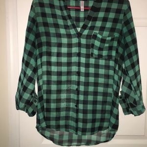 Women's Xhilaration Sheer Plaid Shirt
